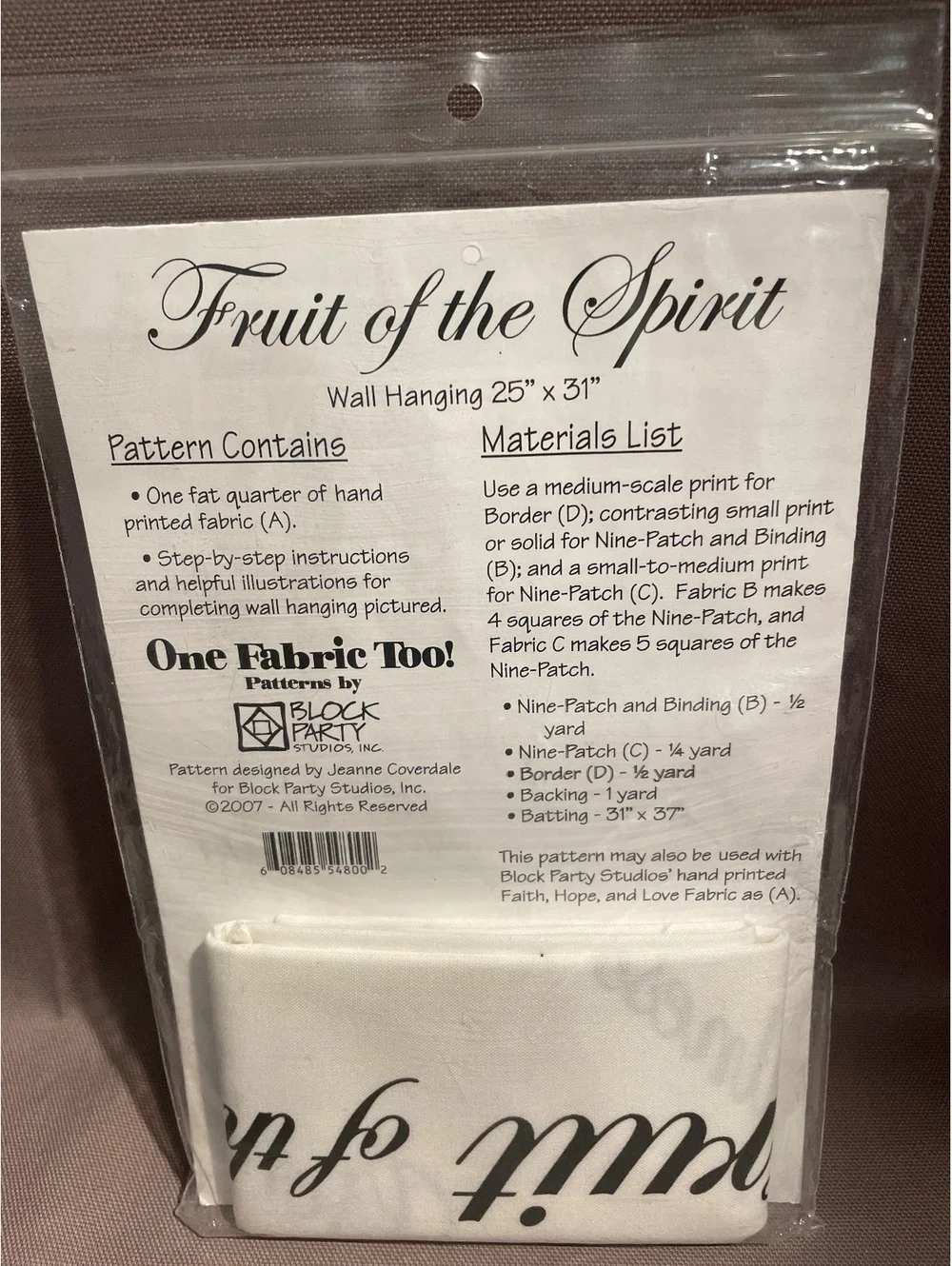 Fruit of the Spirit Quilt Pattern 54800 Block Party Studios Jeanne Coverdale NWT